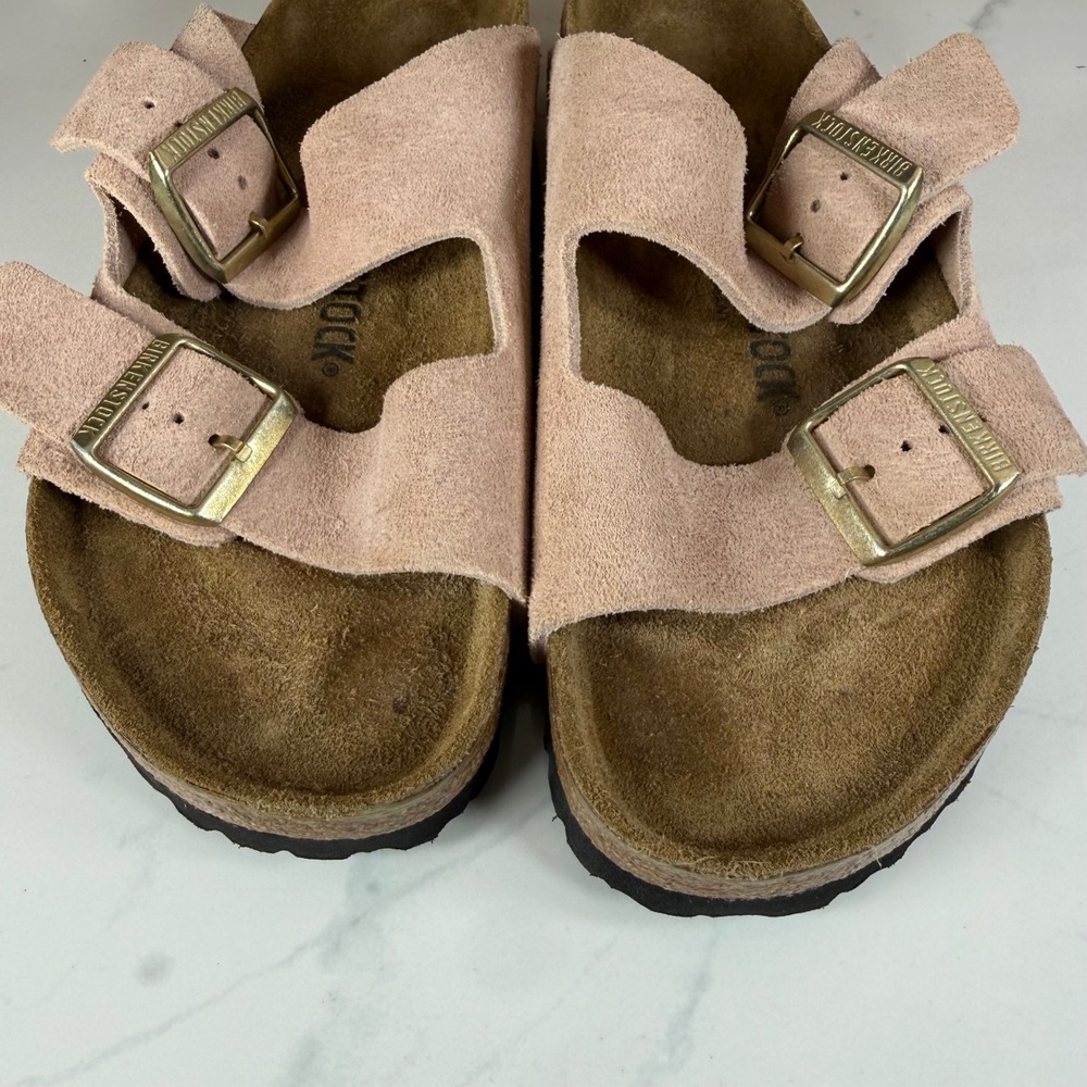 Birkenstock Arizona Suede Leather Sandals Pink Rose Womens 39 EU - 8/ 8.5 - Picture 13 of 15